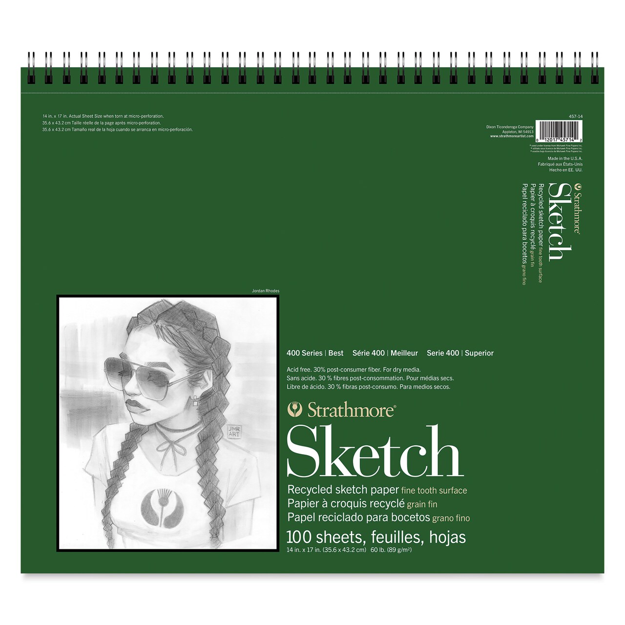 Strathmore 400 Series Recycled Sketch Pad - 14" x 17", Portrait, 100 Sheets